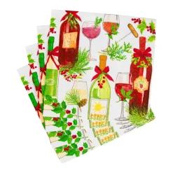 Caspari Christmas Napkins|Paper Cocktail Napkins|A Christmas Toast Cocktail Napkins - 20 Per Package