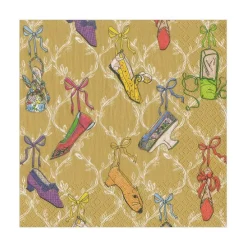 Caspari Paper Luncheon Napkins|A History of Shoes Paper Luncheon Napkins in Gold - 20 Per Package