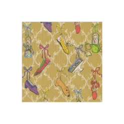 Caspari Paper Cocktail Napkins|A History of Shoes Paper Cocktail Napkins in Gold - 20 Per Package