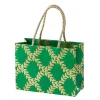 Caspari Christmas Gift & Bottle Bags|Gift & Bottle Bags|Acanthus Trellis Small Gift Bag in Green - 1 Each