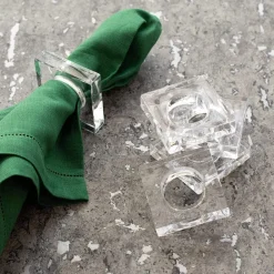 Caspari Graduation Celebration|Engagement Party|Acrylic Napkin Rings in Crystal Clear - Set of 4 Napkin Rings