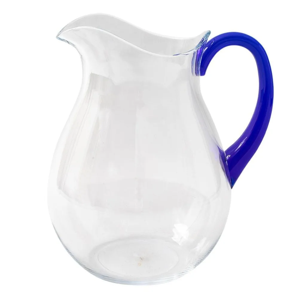 Caspari Tailgates|Cocktail Party|Acrylic Pitcher in Clear with Cobalt Handle - 1 Each