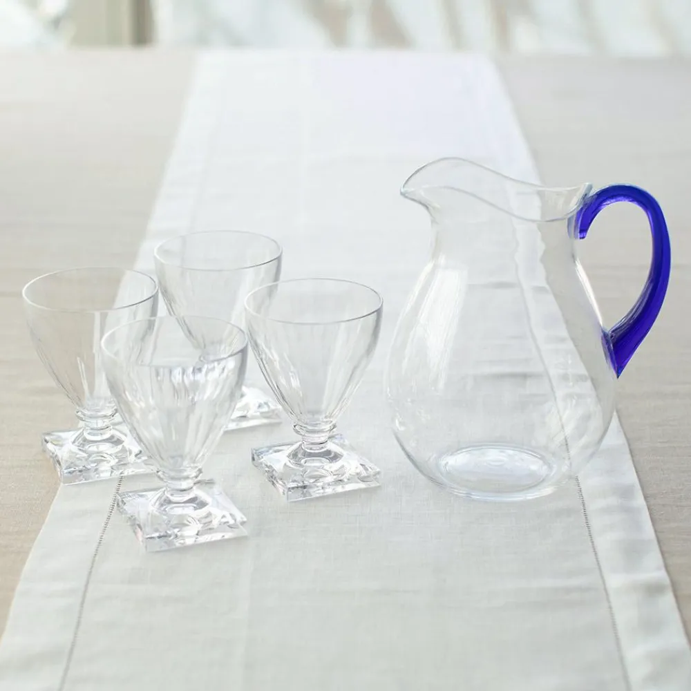 Caspari Tailgates|Cocktail Party|Acrylic Pitcher in Clear with Cobalt Handle - 1 Each