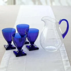 Caspari Tailgates|Cocktail Party|Acrylic Pitcher in Clear with Cobalt Handle - 1 Each