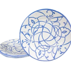Caspari Bridal Shower|Engagement Party|Algarve Ceramic Blue Dinner Plates - 8 Per Package