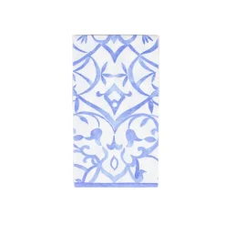 Caspari Engagement Party|Bridal Shower|Algarve Ceramic Blue Paper Linen Guest Towel Napkins - 12 Per Package