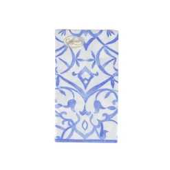 Caspari Engagement Party|Bridal Shower|Algarve Ceramic Blue Paper Linen Guest Towel Napkins - 12 Per Package