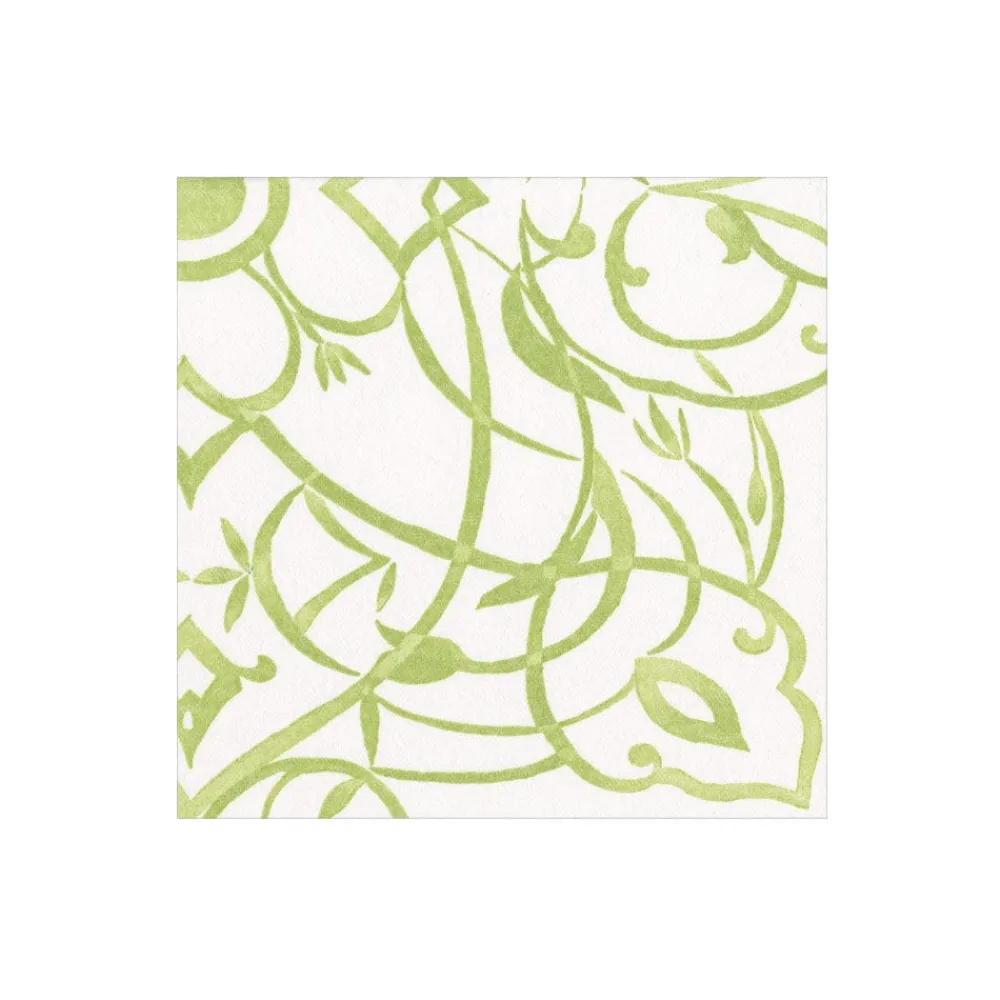 Caspari Capri|Boxed Cocktail Napkins|Algarve Moss Paper Linen Boxed Cocktail Napkins - 30 Per Package
