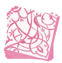 Caspari Bridal Shower|Paper Dinner Napkins|Algarve Paper Linen Dinner Napkins in Fuchsia - 12 Per Package