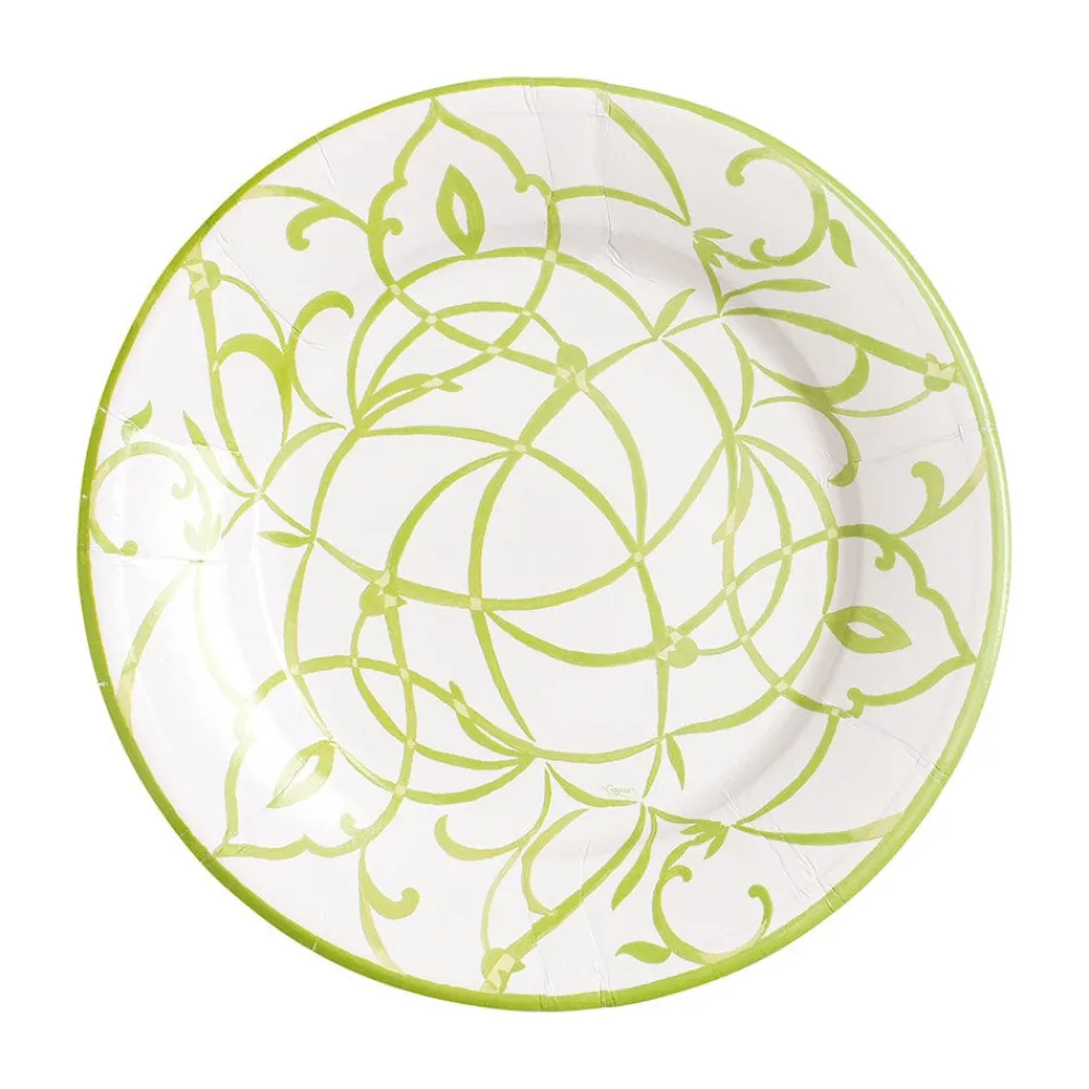 Caspari Engagement Party|Bridal Shower|Algarve Salad & Dessert Plates in Moss - 8 Per Package