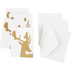 Caspari Christmas Gift Tags & Labels|Gift Tags & Enclosure Cards|Alpine Stag Gift Enclosure Cards - 4 Mini Cards & 4 Envelopes