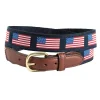Barrons-Hunter Fourth Of July|American Flags on Navy Motif Leather Tab Belt