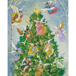 Caspari Christmas And Holiday Cards|Boxed Holiday Cards|Angel Christmas Tree Large Boxed Christmas Cards - includes 15 cards & envelopes