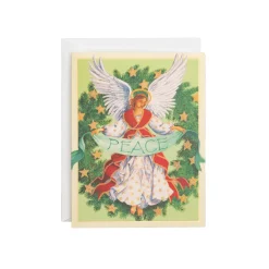 Caspari Christmas And Holiday Cards|Boxed Holiday Cards|Angel Peace Wreath Classic Boxed Christmas Cards - includes 15 cards & envelopes