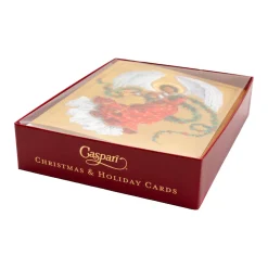 Caspari Christmas And Holiday Cards|Boxed Holiday Cards|Angel With Garland Large Boxed Christmas Cards - includes 15 Boxed Christmas Cards