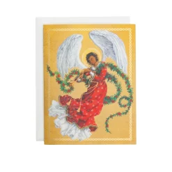 Caspari Christmas And Holiday Cards|Boxed Holiday Cards|Angel With Garland Large Boxed Christmas Cards - includes 15 Boxed Christmas Cards