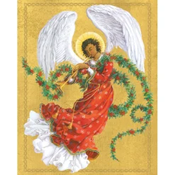 Personalization by Caspari Personalized Holiday Cards|Personalized Christmas Cards|Angel with Garland Personalized Christmas Cards