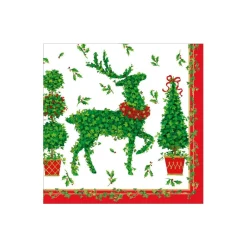 Caspari Christmas Napkins|Paper Cocktail Napkins|Animal Topiaries Paper Cocktail Napkins - 20 Per Package