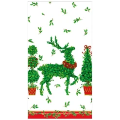 Caspari Christmas Napkins|Paper Guest Towels|Animal Topiaries Paper Guest Towel Napkins - 15 Per Package