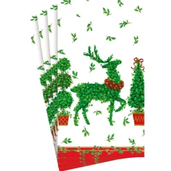 Caspari Christmas Napkins|Paper Guest Towels|Animal Topiaries Paper Guest Towel Napkins - 15 Per Package