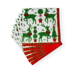 Caspari Christmas Napkins|Paper Luncheon Napkins|Animal Topiaries Paper Luncheon Napkins - 20 Per Package