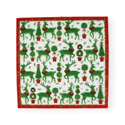 Caspari Christmas Napkins|Paper Luncheon Napkins|Animal Topiaries Paper Luncheon Napkins - 20 Per Package
