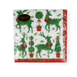 Caspari Christmas Napkins|Paper Luncheon Napkins|Animal Topiaries Paper Luncheon Napkins - 20 Per Package