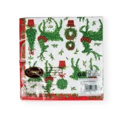 Caspari Christmas Napkins|Paper Luncheon Napkins|Animal Topiaries Paper Luncheon Napkins - 20 Per Package