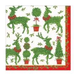 Caspari Christmas Napkins|Paper Luncheon Napkins|Animal Topiaries Paper Luncheon Napkins - 20 Per Package