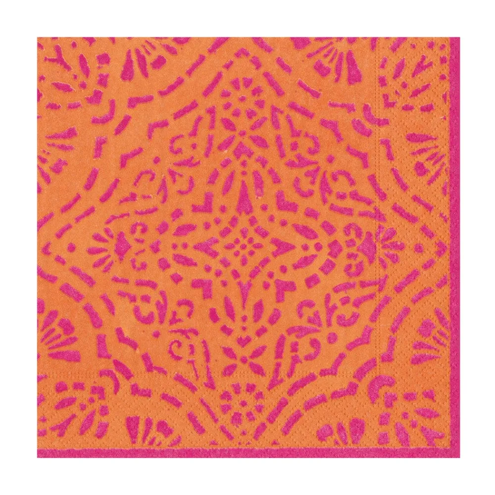 Caspari Paper Luncheon Napkins|Annika Luncheon Napkins in Orange - 20 Per Package
