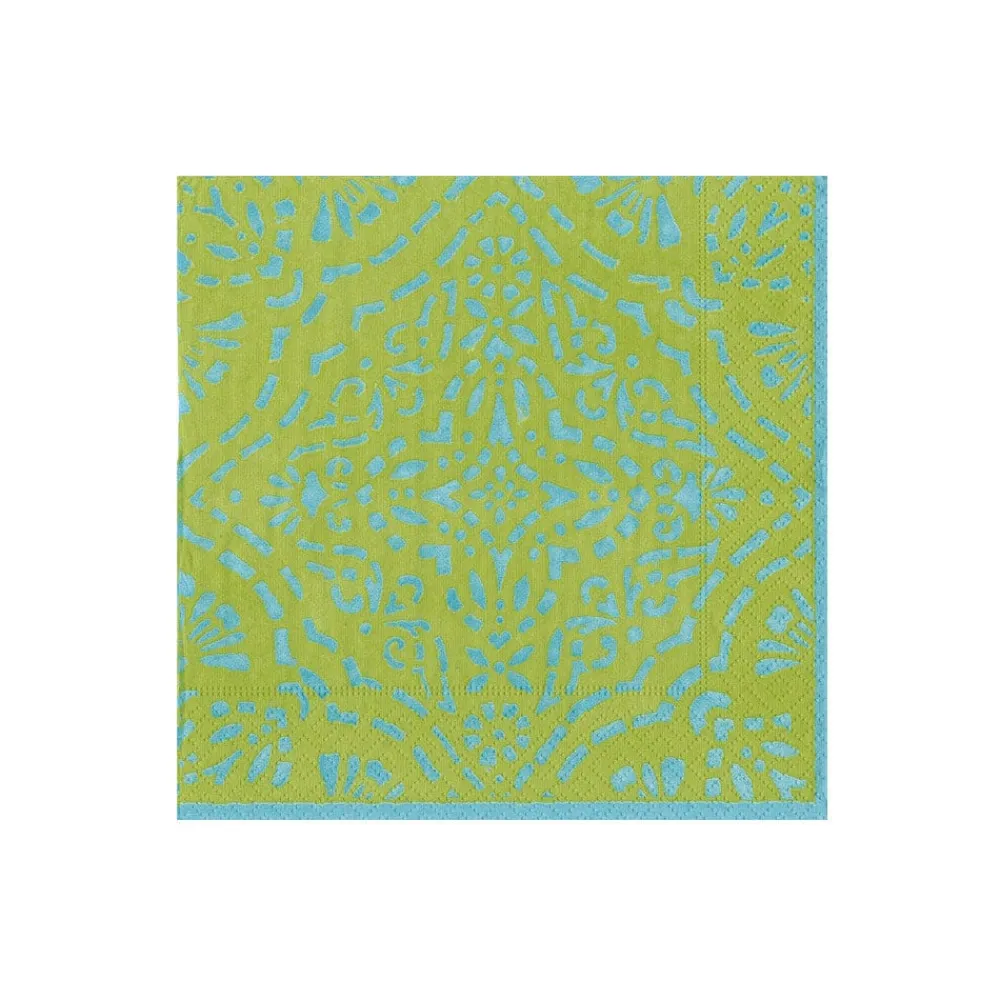 Caspari Paper Cocktail Napkins|Annika Paper Cocktail Napkins in Green - 20 Per Package