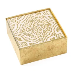 Caspari Christmas Napkins|Engagement Party|Annika Paper Cocktail Napkins in Ivory & Green - 40 Per Box