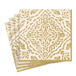 Caspari Christmas Napkins|Engagement Party|Annika Paper Luncheon Napkins in Ivory & Gold - 20 Per Package