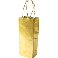 Caspari Christmas Gift & Bottle Bags|Graduation Celebration|Antique Gold Wine & Bottle Gift Bag - 1 Each