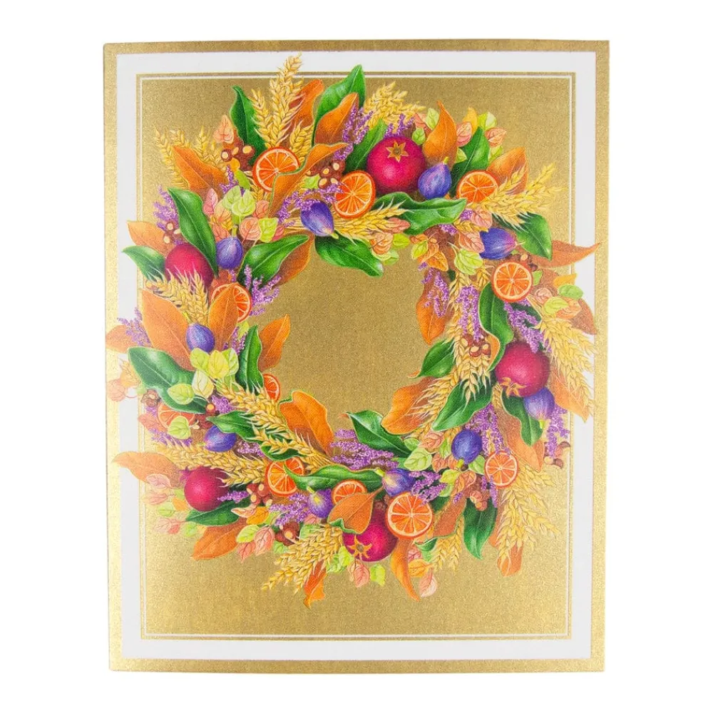 Caspari Christmas And Holiday Cards|Boxed Holiday Cards|Autumn Wreath Petite Boxed Christmas Cards - includes 15 cards & envelopes