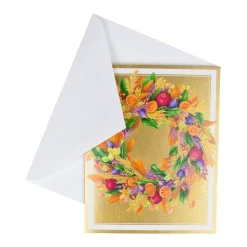 Caspari Christmas And Holiday Cards|Boxed Holiday Cards|Autumn Wreath Petite Boxed Christmas Cards - includes 15 cards & envelopes