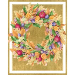 Caspari Christmas And Holiday Cards|Boxed Holiday Cards|Autumn Wreath Petite Boxed Christmas Cards - includes 15 cards & envelopes