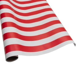 Caspari Christmas Wrapping Paper|Awning Stripe Red & White Roll Wrap - includes 1 Roll