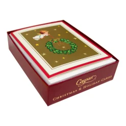 Caspari Christmas And Holiday Cards|Boxed Holiday Cards|Baby Angel With Wreath Petite Boxed Christmas Cards - includes 15 cards & envelopes