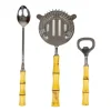 Caspari Cocktail Party|Bar Tools & Acrylic Barware|Bamboo Handle Bar Tools Set