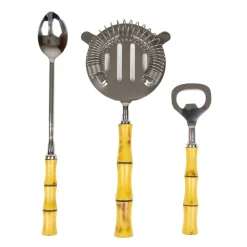 Caspari Cocktail Party|Bar Tools & Acrylic Barware|Bamboo Handle Bar Tools Set