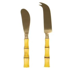Caspari Bar Tools & Acrylic Barware|Serving Utensils|Bamboo Handle Cheese Knife & Spreader