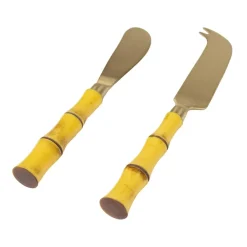 Caspari Bar Tools & Acrylic Barware|Serving Utensils|Bamboo Handle Cheese Knife & Spreader