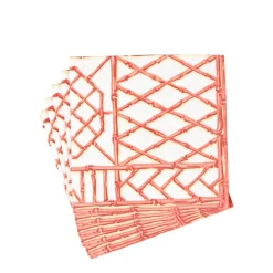 Caspari Paper Dinner Napkins|Bamboo Screen Coral Paper Linen Dinner Napkins - 12 Per Package