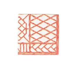 Caspari Paper Dinner Napkins|Bamboo Screen Coral Paper Linen Dinner Napkins - 12 Per Package