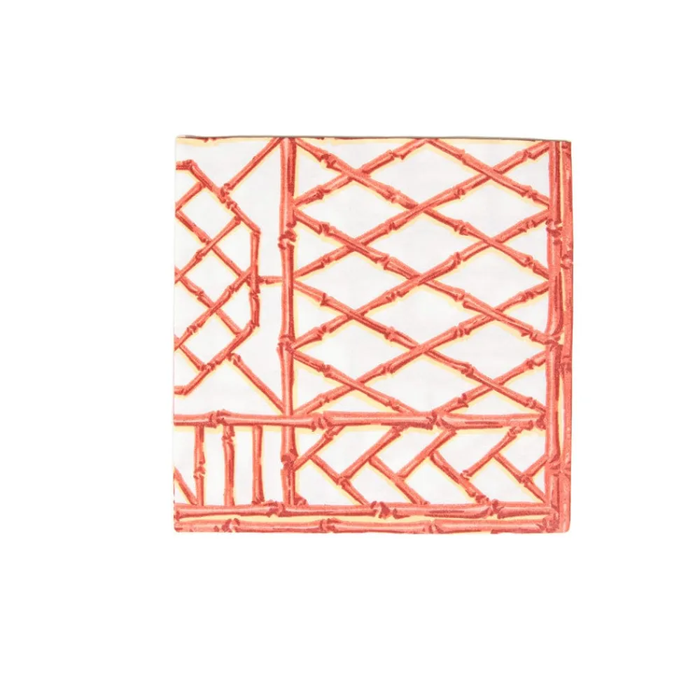 Caspari Paper Dinner Napkins|Bamboo Screen Coral Paper Linen Dinner Napkins - 12 Per Package