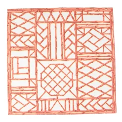 Caspari Paper Dinner Napkins|Bamboo Screen Coral Paper Linen Dinner Napkins - 12 Per Package