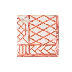 Caspari Paper Dinner Napkins|Bamboo Screen Coral Paper Linen Dinner Napkins - 12 Per Package