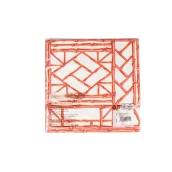 Caspari Paper Dinner Napkins|Bamboo Screen Coral Paper Linen Dinner Napkins - 12 Per Package