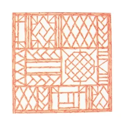 Caspari Paper Cocktail Napkins|Bamboo Screen Coral Paper Linen Cocktail Napkins - 15 Per Package
